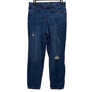 Judy Blue Womens Boyfriend Fit Distressed Mid Rise Elastic Waist Jeans Size 7/28